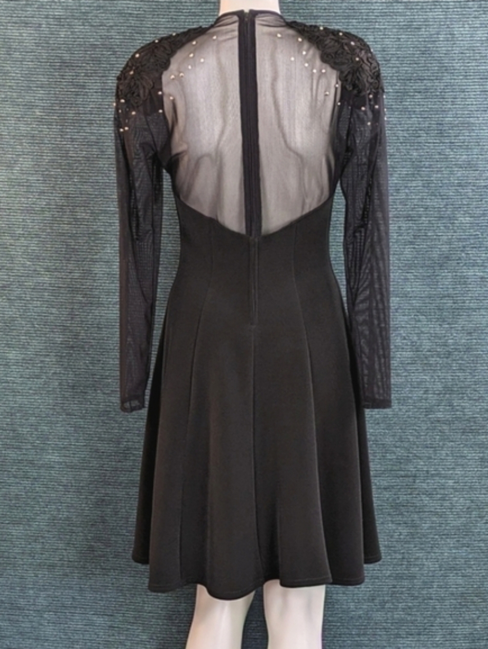 Tadashi Vintage Studded Illusion Dress, Fit & Flare Silhouette - Picture 3 of 13